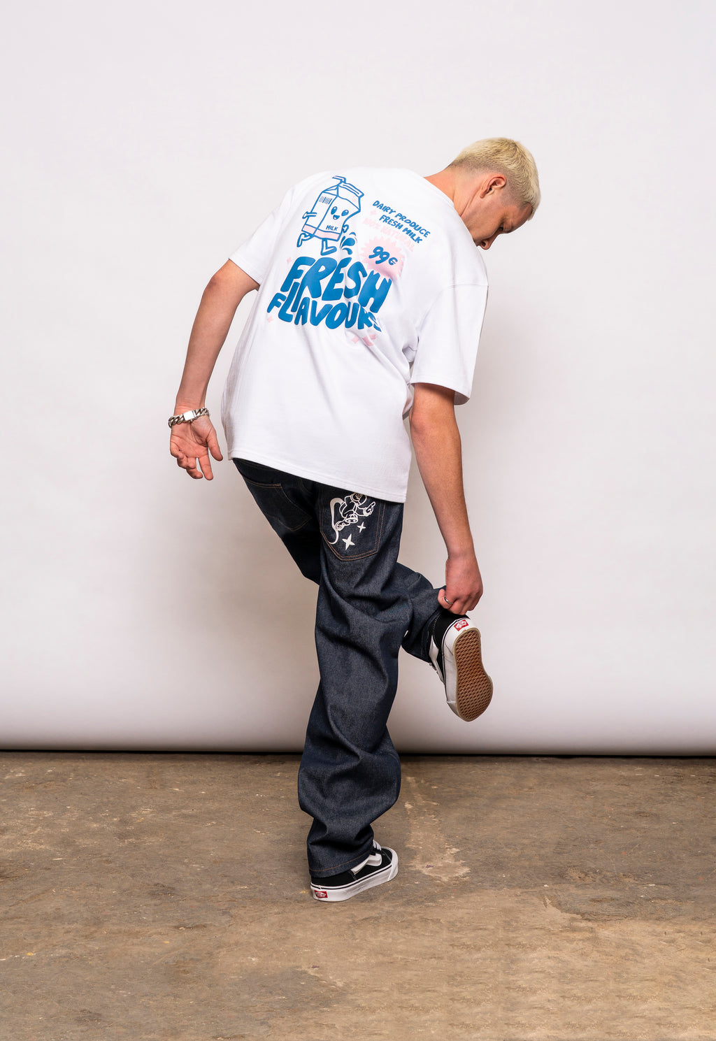 INDIGO RAW JEAN PRINTED