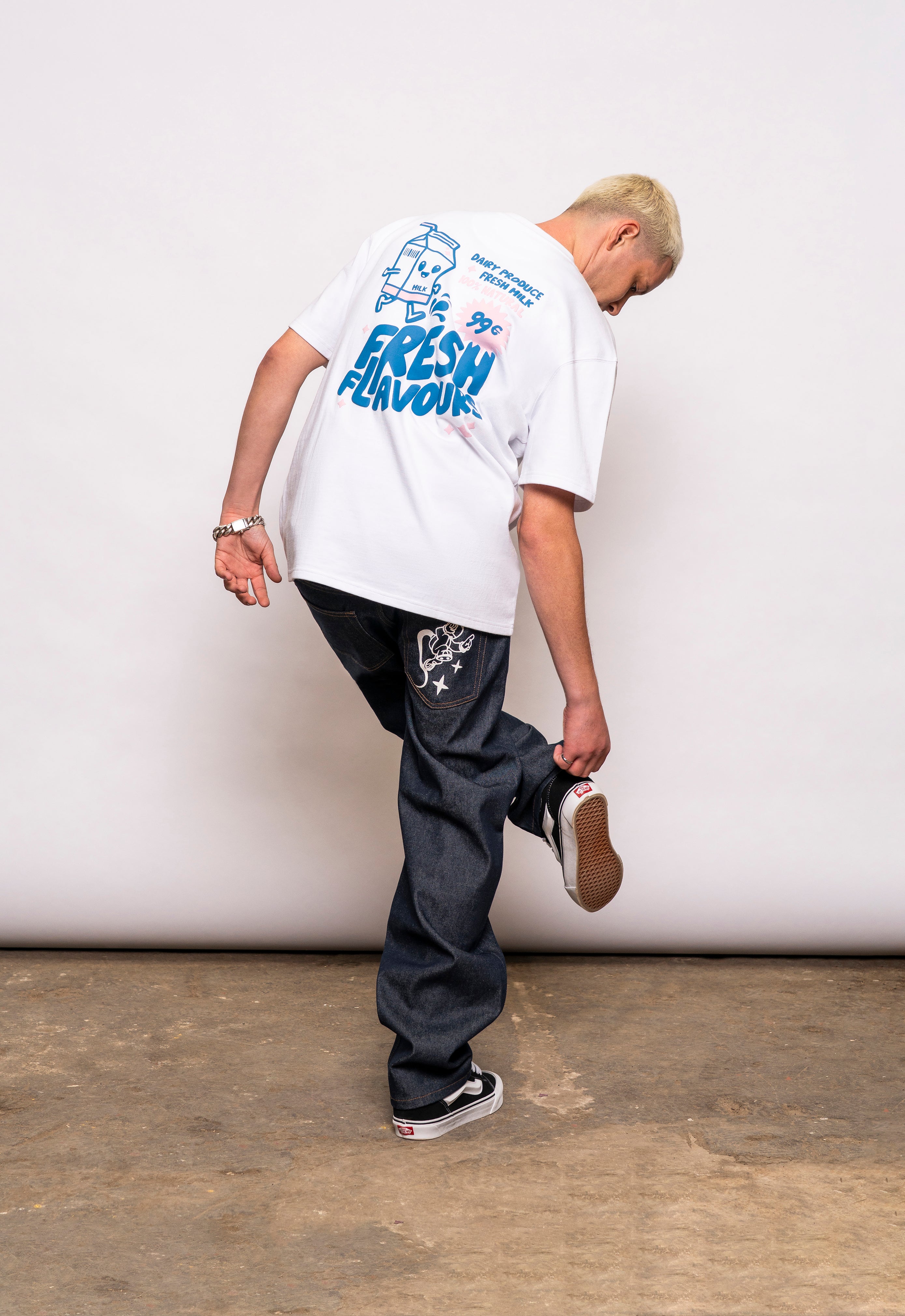 INDIGO RAW JEAN PRINTED