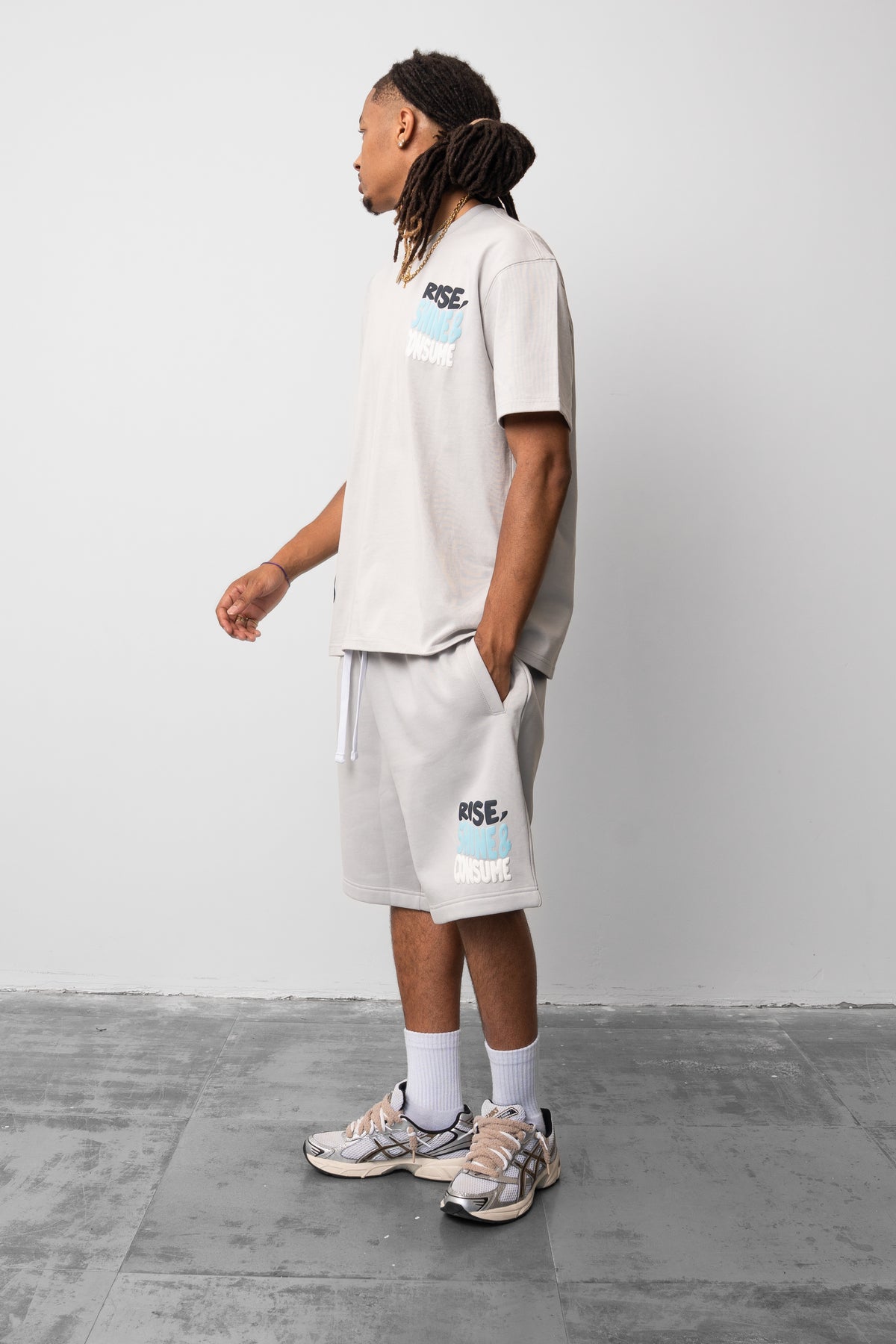 Rise, Shine & Consume Sweat Shorts - Grey