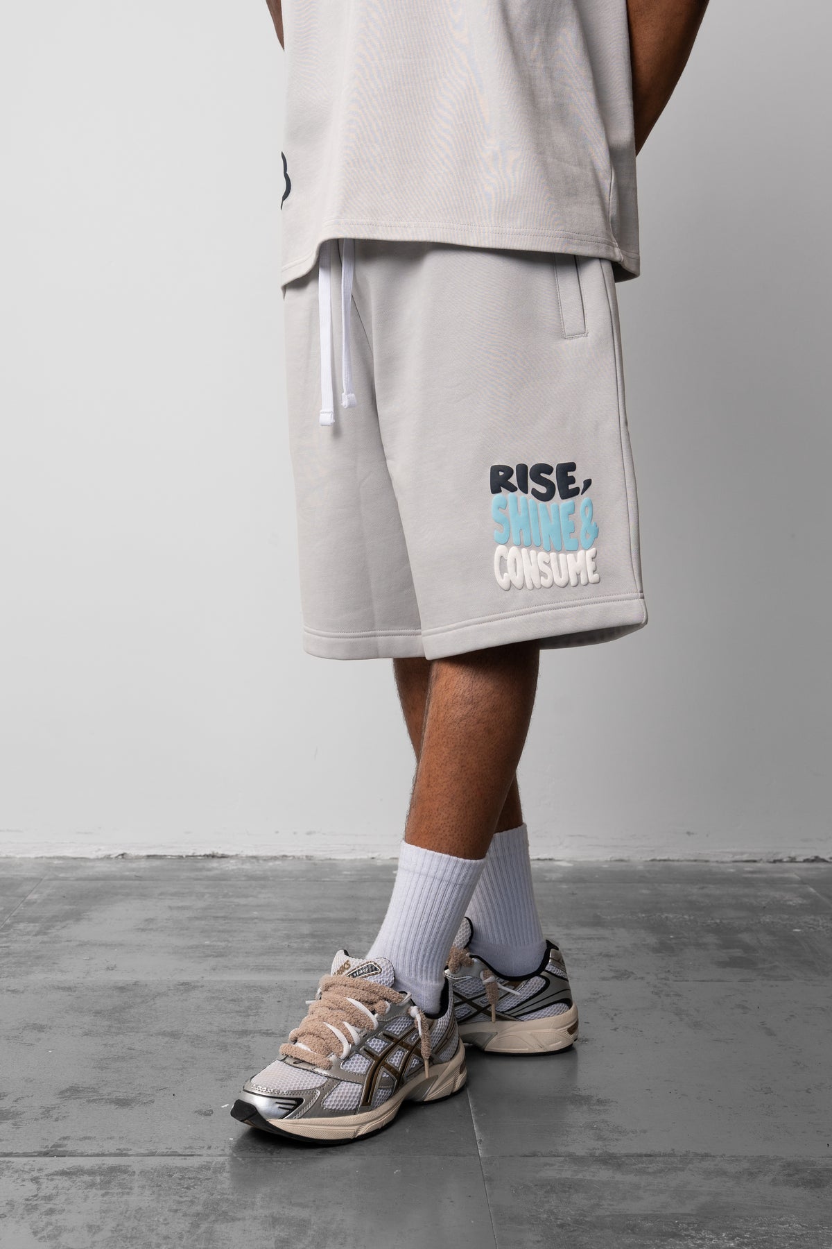 Rise, Shine & Consume Sweat Shorts - Grey